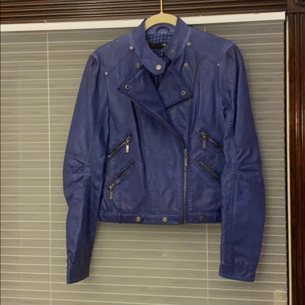 Forever 21 Blue Leather Jacket